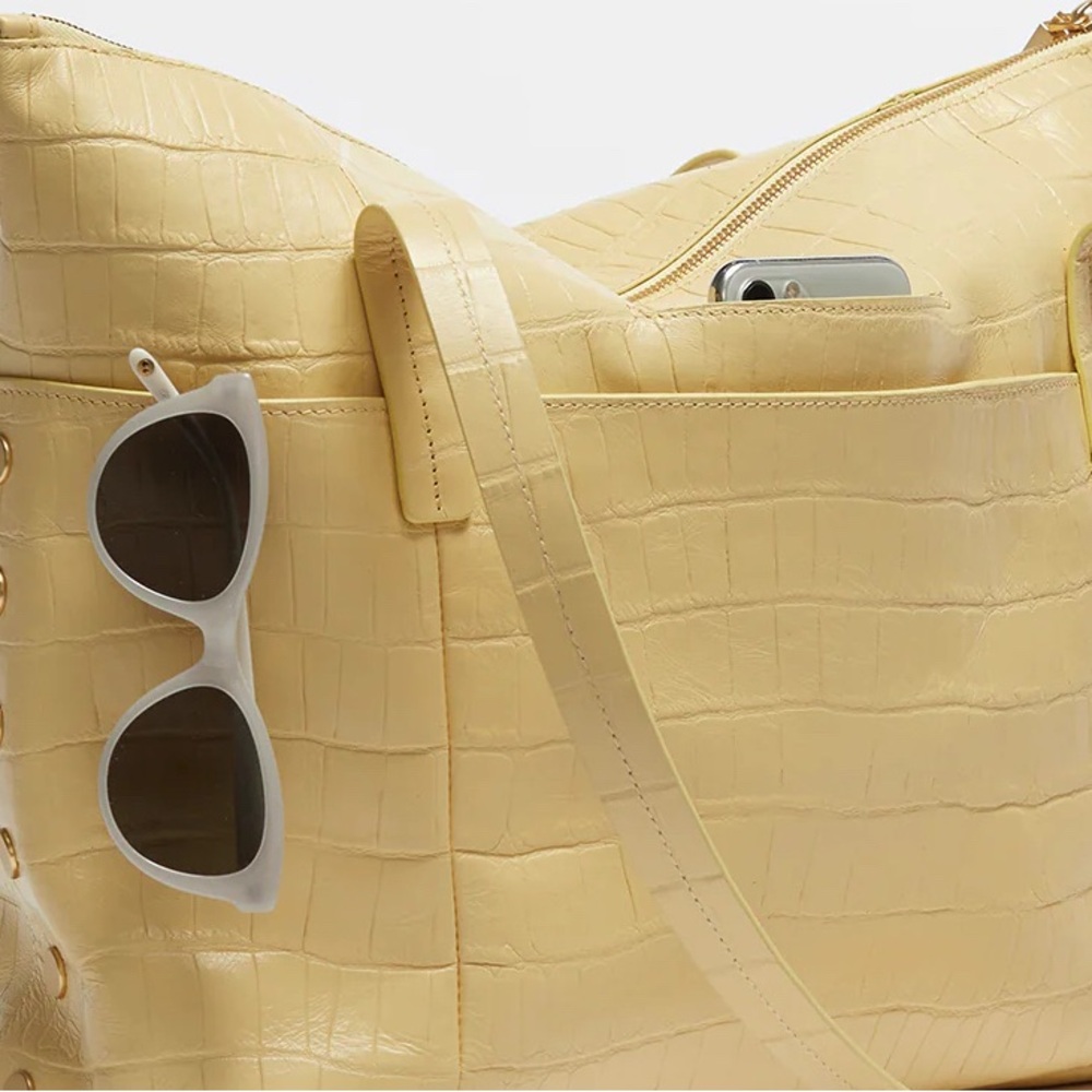 Hammitt Addie Sunstruck Yellow Crocco​/​Brushed Gold | Lrg Elegant Tote Bag NWT - Picture 2 of 5